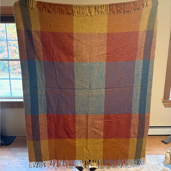 Plaid Multicolor Fringe Blanket